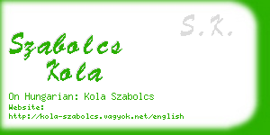 szabolcs kola business card